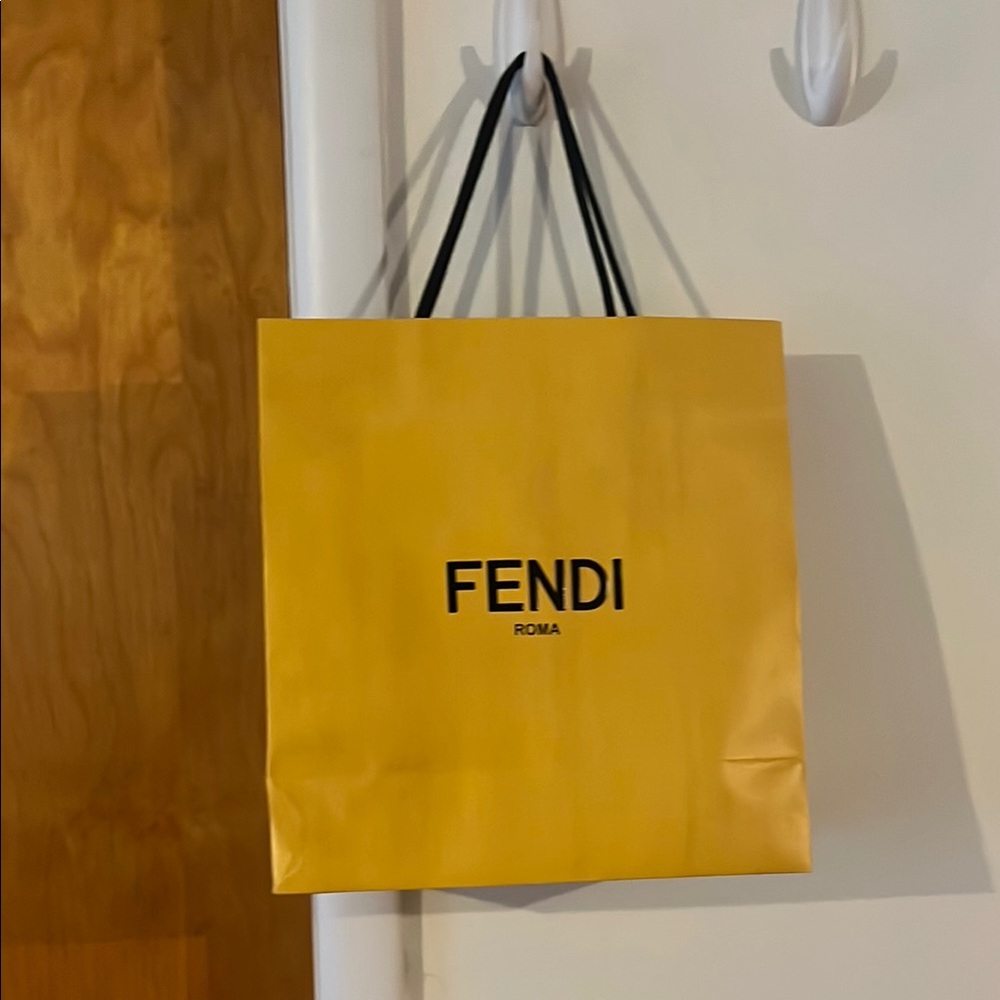 Fendi Yellow Black Handle Authentic Store Shopping Gift Bag 13x14x5 Logo